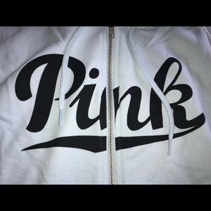 New VS Pink Zip Hoodie Blue & Black Sz Large
